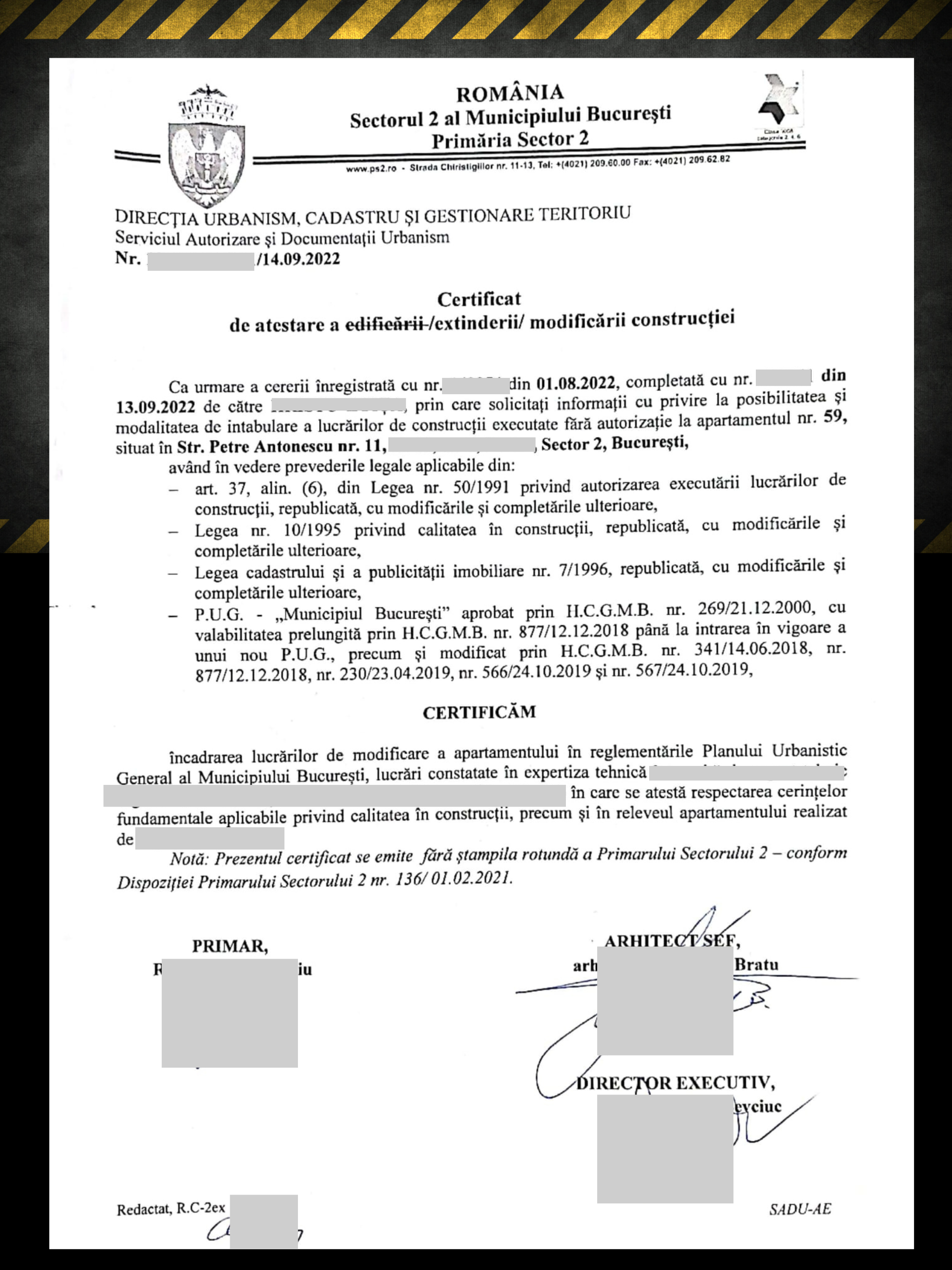 certificat de edificare al constructiei sector 2 Bucuresti